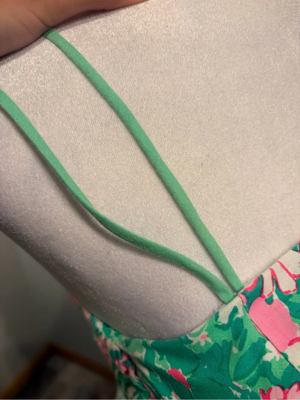 Floral Green & Pink Tie-Waist Romper - Picture 7 of 13